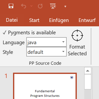 Automatische Powerpoint Quelltext Formatierung